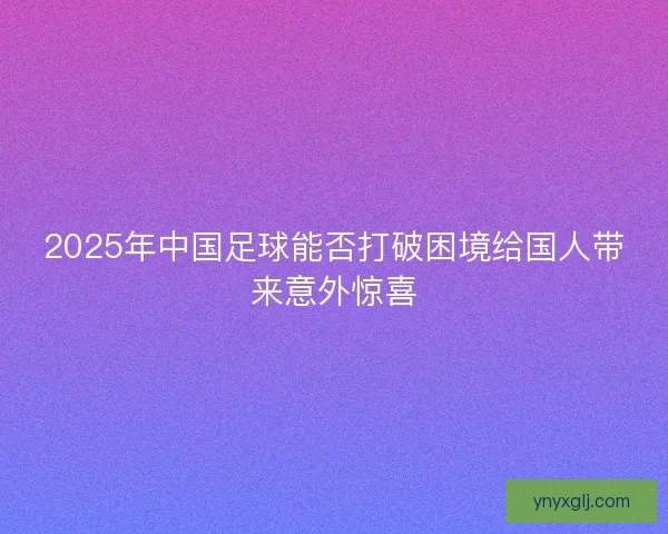 2025年中国足球能否打破困境给国人带来意外惊喜 2025年中国足球能否打破困境给国人带来意外惊喜