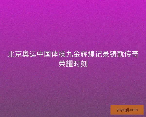 北京奥运中国体操九金辉煌记录铸就传奇荣耀时刻 北京奥运中国体操九金辉煌记录铸就传奇荣耀时刻