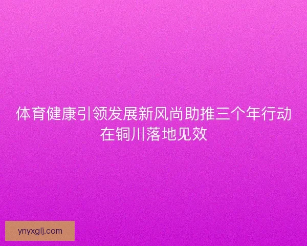 体育健康引领发展新风尚助推三个年行动在铜川落地见效 体育健康引领发展新风尚助推三个年行动在铜川落地见效